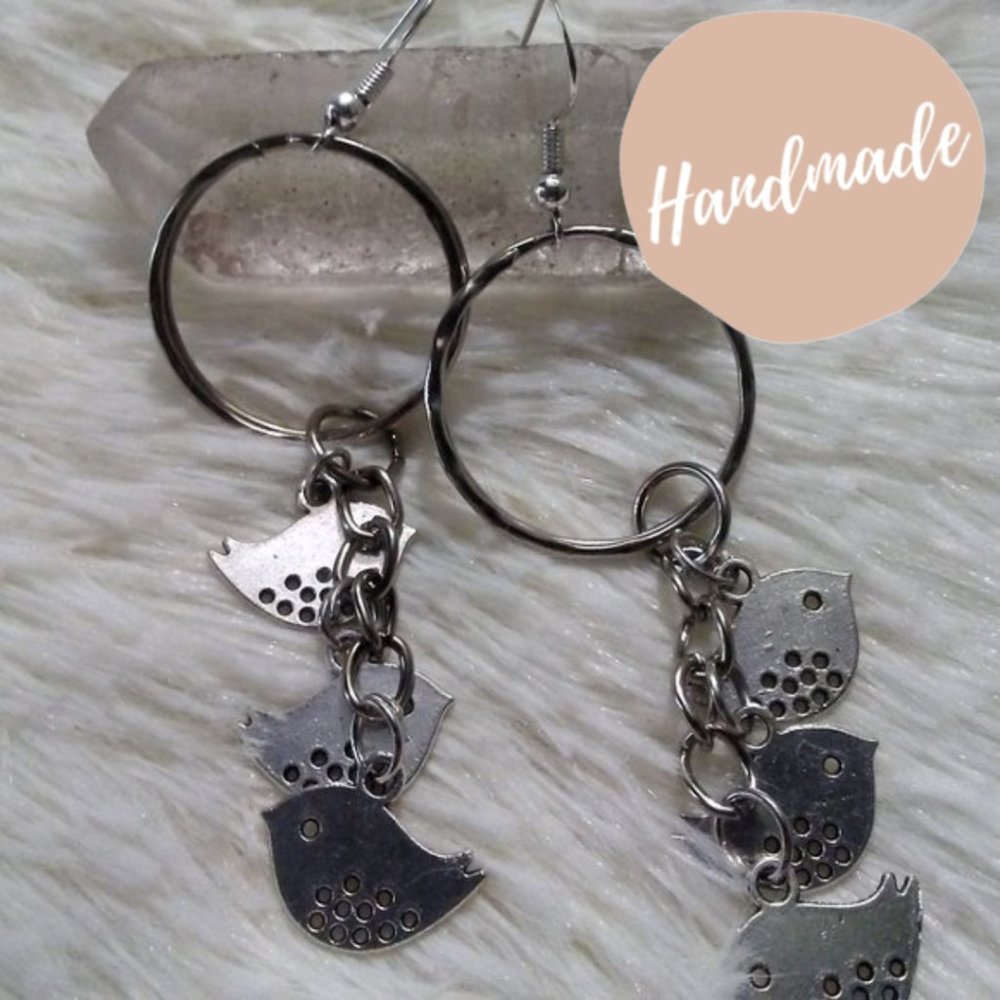 Streetwear Baby Bird Silver Plated Dangle Earrings